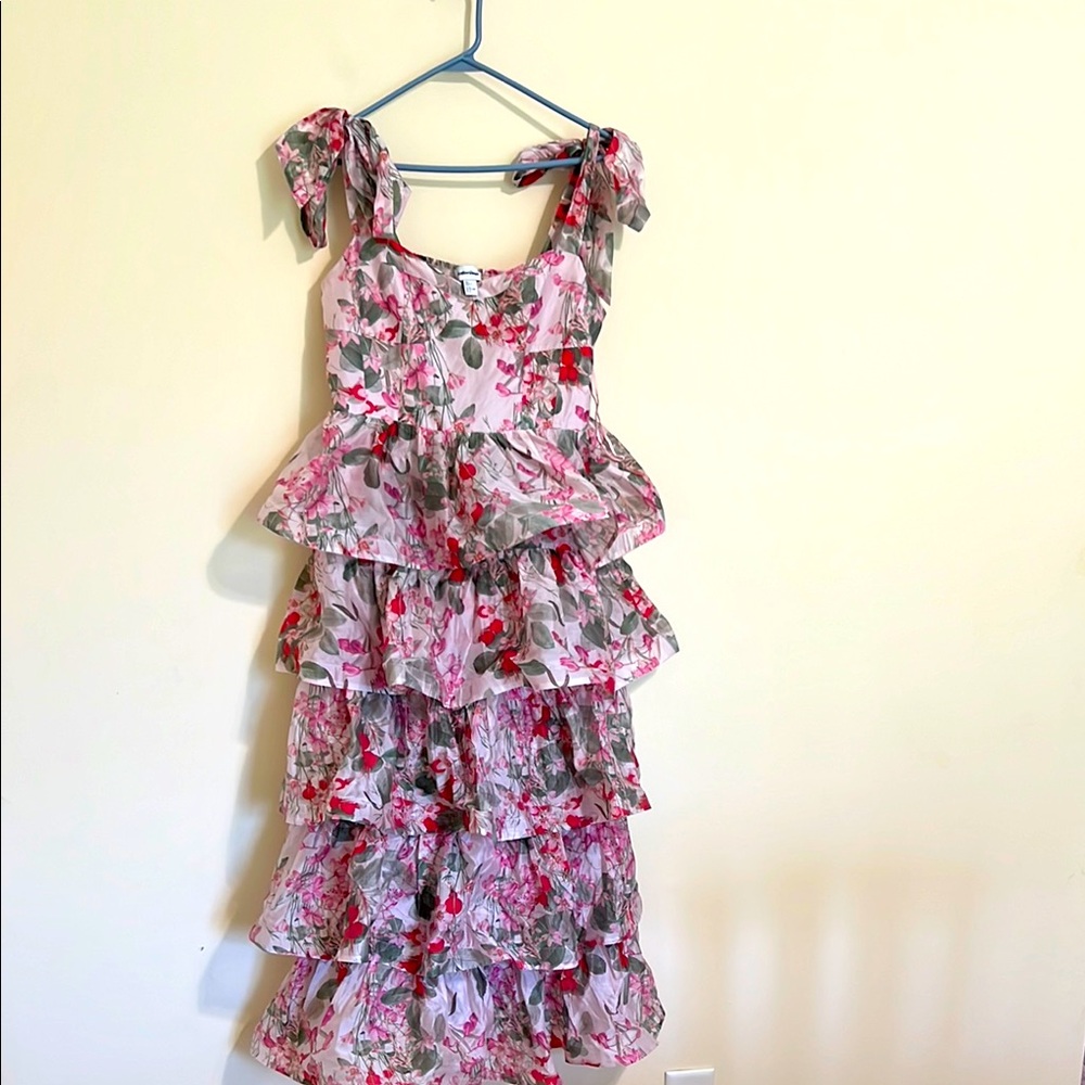 & Other Stories Corset front Tiered Floral Ruffled maxi Dress size 12 NWOT - Picture 5 of 12